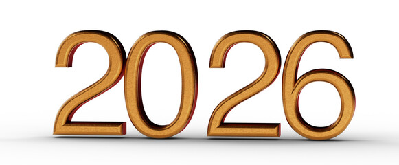 3D render of the year 2026 in gold, perfect for new year celebrations, financial planning, and future-related themes. Is