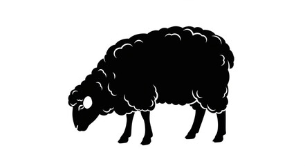 Sheep Silhouette Grazing on Grass. © Deni
