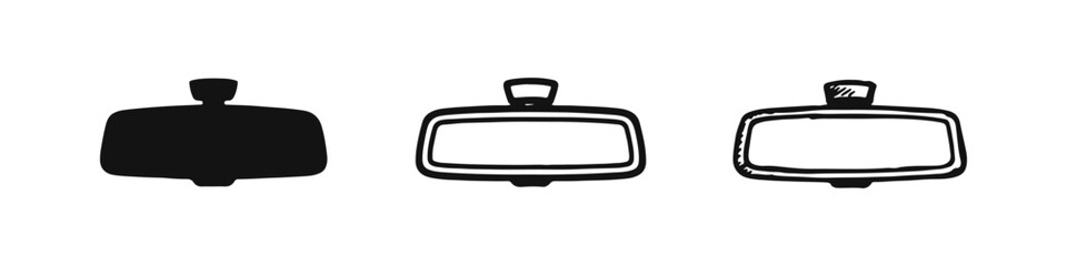 Vintage monitor or camera icon set: simple, outlined, and hand-drawn styles. Retro screen or security surveillance symbol.