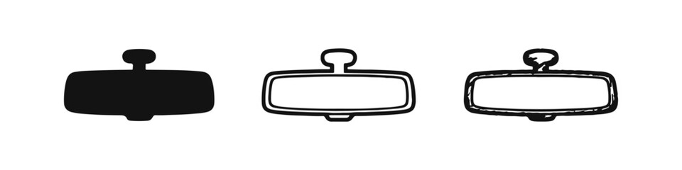 Padlock or handheld screen icon set: simple, outlined, and hand-drawn styles. Security, protection, or device symbol. © drawing lines