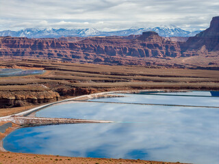 potash evaporation ponds in the  Moab area in western Utah - aerial view
