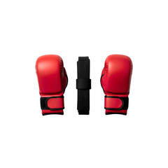 Pair of red boxing gloves and mouthguard