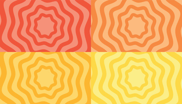Abstract Symmetrical Pattern with Colorful Wavy Concentric Designs in Warm Gradient Tones