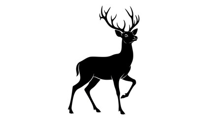 Silhouette of Deer with Antlers.