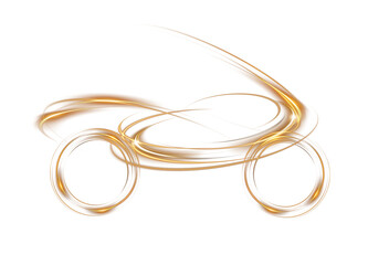 Fototapeta premium Golden dust and sparkles create a motorcycle outline on a transparent background during a creative art project