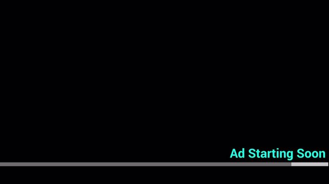 Ad starting soon skip button animation with loading bar on transparent background in 4k.