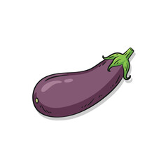 Purple eggplant aubergine vegetable illustration for organic farming
