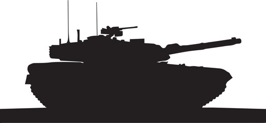 Military tank silhouette illustration vector line art, armor vehicle, battle machine, heavy weapon © MDRAYHAN