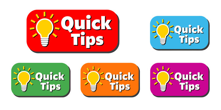 Colorful quick tips labels with light bulb icons