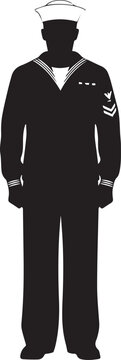 Sailor uniform silhouette vector illustration for navy and maritime service concept