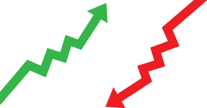 Green and red arrow down