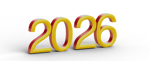 3D render of the year 2026. Design of a new year. Perfect for calendars, greetings, and financial concepts. Bright and v © vegefox.com