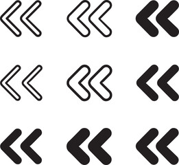 Obraz premium Minimalist Rewind Arrow icon set