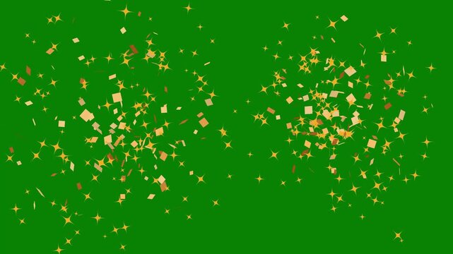 Ultra realistic confetti explosion isolated on transparent background with green screen alpha channel, dynamic party popper blast overlay for seamless CGI compositing and celebration videos in 4K