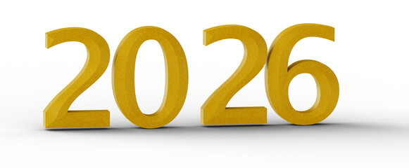 2026 year illustration. Golden numbers on a white background. Perfect for new year and future themes. Bright colors and