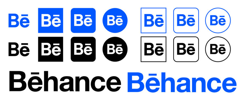 Behance design platform logo icon set