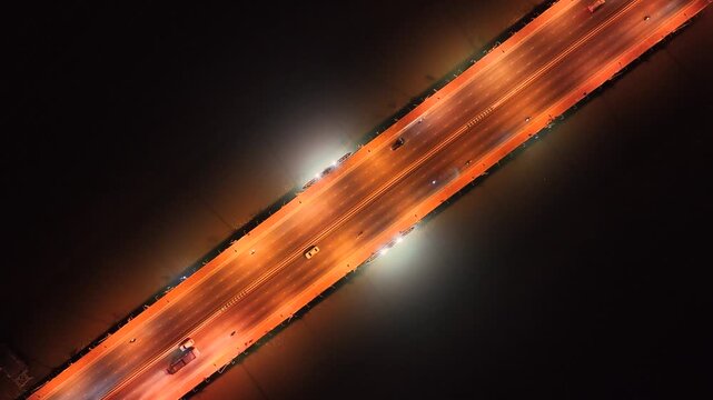 Expressway, Self-driving autonomous electric cars of the future with elements move along a busy traffic intersection. Artificial Intelligence, Car Scan, GPS Tracking, Smart Roads, IoT, highway