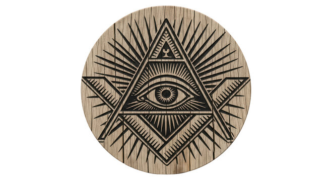 Traditional Masonic All-Seeing Eye Providence Symbol Isolated on Transparent Background