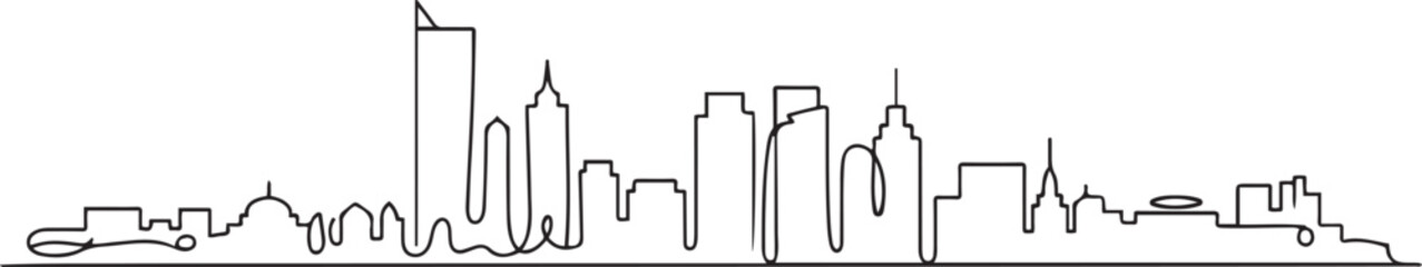 Naklejka premium Beirut skyline with line art style vector illustration. Modern city design vector. one line Icon drawing
