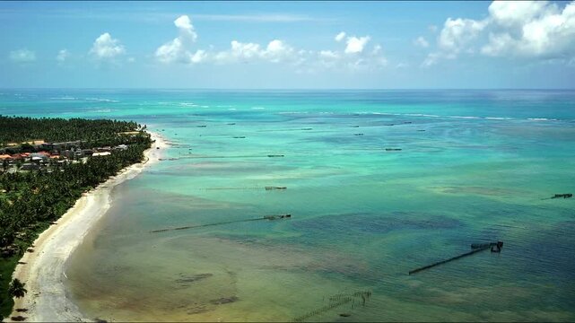 Skyline view of turquoise sea in Sao Miguel dos Milagres, near Maceio, Alagoas.
