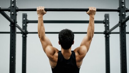 Strength training action pull-up exercise in a modern gym fitness environment dynamic viewpoint for enhanced performance
