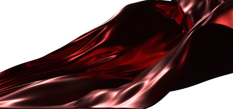 Abstract elegant background with red flowing fabric texture. Suitable for design projects, web, or print. Features smoot