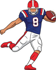 Naklejka premium American football player in action with ball