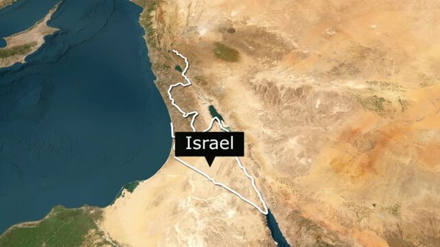 3D animated map of Israel with its borders footage