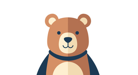 Fototapeta premium A cartoon bear wearing a blue ribbon around its neck is illustrated in a simple style
