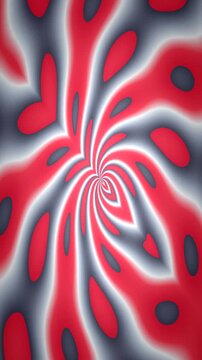 Abstract Red and White Swirls Hypnotic Motion Background Loop.