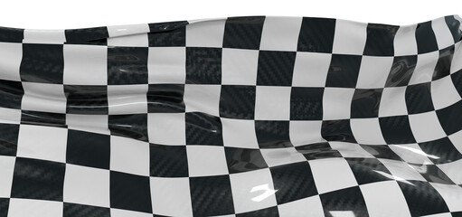 Obraz premium Close-up of a checkered flag waving against a clean white background. Perfect for racing, speed, and victory concepts.