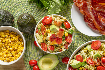 Summer picnic cookout food. BLT pasta salad side dish