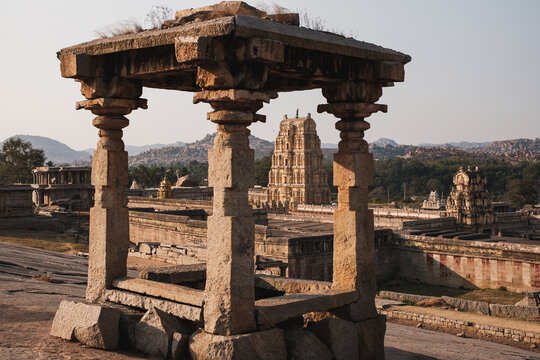An ancient pagoda and a temple. 