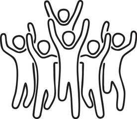 Obraz premium Group of people celebrating with raised arms celebration