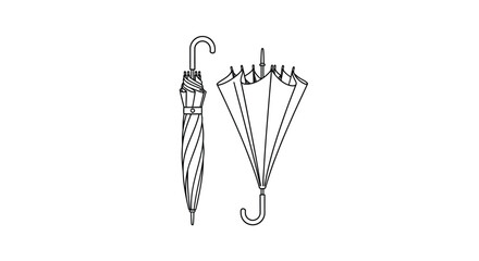 Minimalist Continuous Line Art of Two Closed Umbrellas in Different Positions © StockSynergy