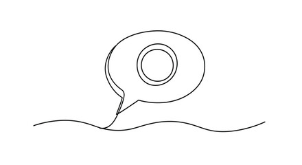Obraz premium Continuous Line Drawing of Speech Bubble with Abstract Sound Wave Circles