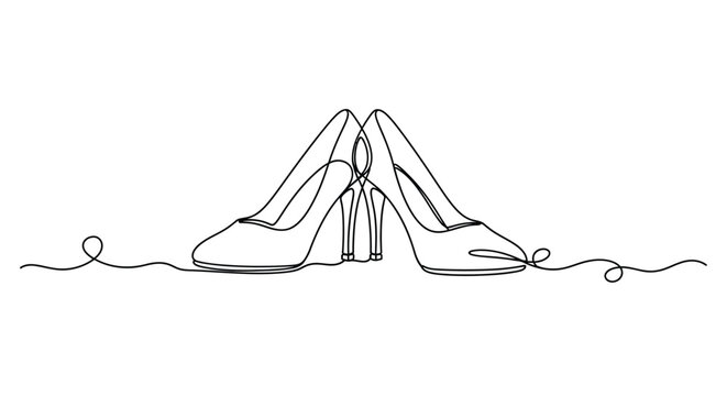Continuous line drawing of elegant high heel shoes for fashion and glamour concept