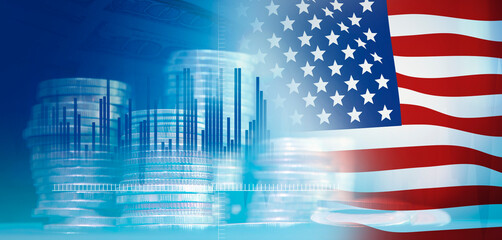 US financial inflation crisis with stock market graph , economy problem , investment analysis concept