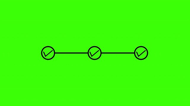 step by step process icon animation on transparent  background,  step process success with check marks, Business Steps video in 4k.