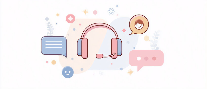 Fone com microfone representando comunica&ccedil;&atilde;o digital, suporte ao cliente e atendimento em canais online e corporativos