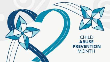 Child Abuse Prevention Month graphic with blue heart and flowers  