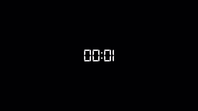 five-second countdown animation from 5 seconds to 0 seconds on a black  background