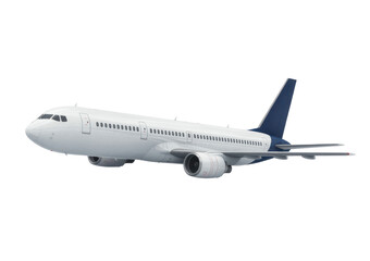 Obraz premium White airplane with blue tail on white background isolated on a transparent background