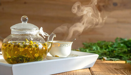 Warm Chamomile Tea: Steaming Herbal Infusion