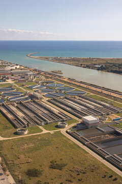 Vertical image of a water purification plant