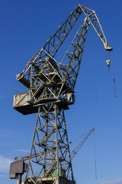 An old crane in the harbor