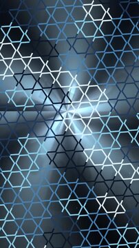 Abstract Star of David Pattern with Blue Light Rays, Jewish Symbolism Background.