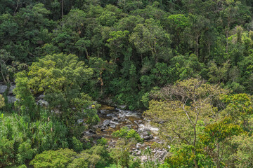 Panorama and dense jungles of the Sierra Nevada de Santa Marta in the mountains of Colombia