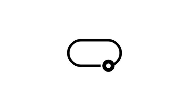 A simple capsule shape features a small circle resting on its top left edge to represent a progress bar or a specific toggle state in an app