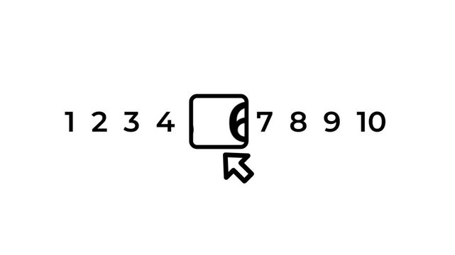 A horizontal sequence of digits from one to ten is displayed with the number ten highlighted by a cursor click to show a perfect rating score